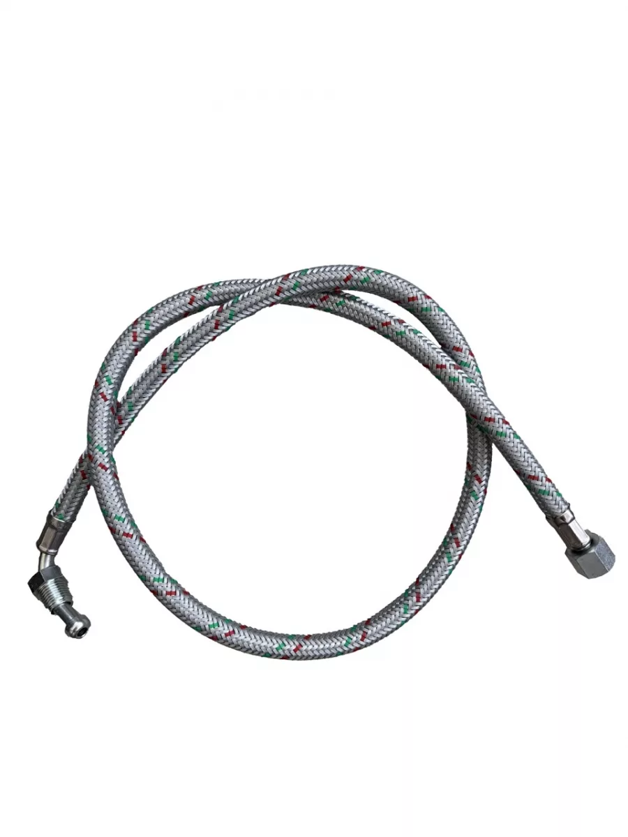Flexible Oil Line Hose Braided 1/4" M 90 x 1/4" F Nut - 900mm Long - Image 3