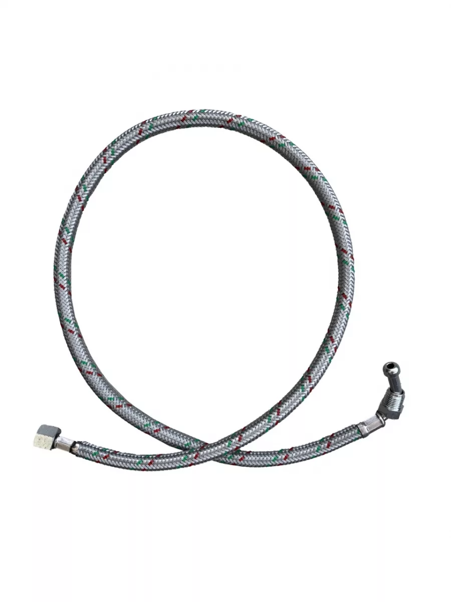 Flexible Oil Line Hose Braided 1/4" M 90 x 1/4" F Nut - 900mm Long - Image 2