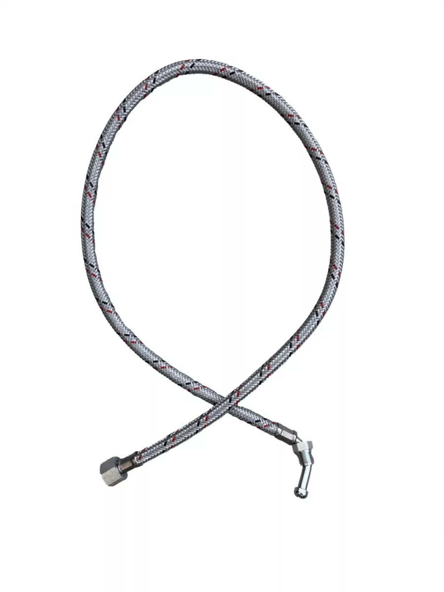 Flexible Oil Line Hose Braided 1/4" M 90 x 3/8" F Nut - 900mm Long - Image 2