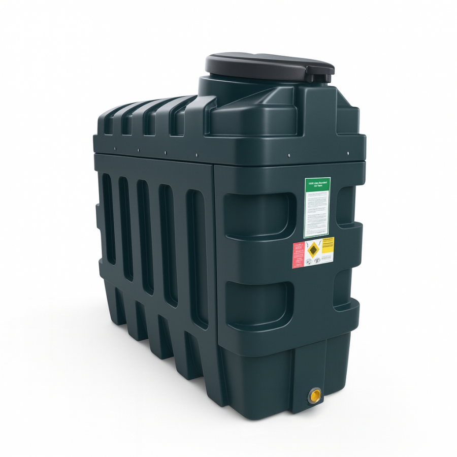 1000 Litre Super Slimline Bunded Oil Tank with Fitting Kit