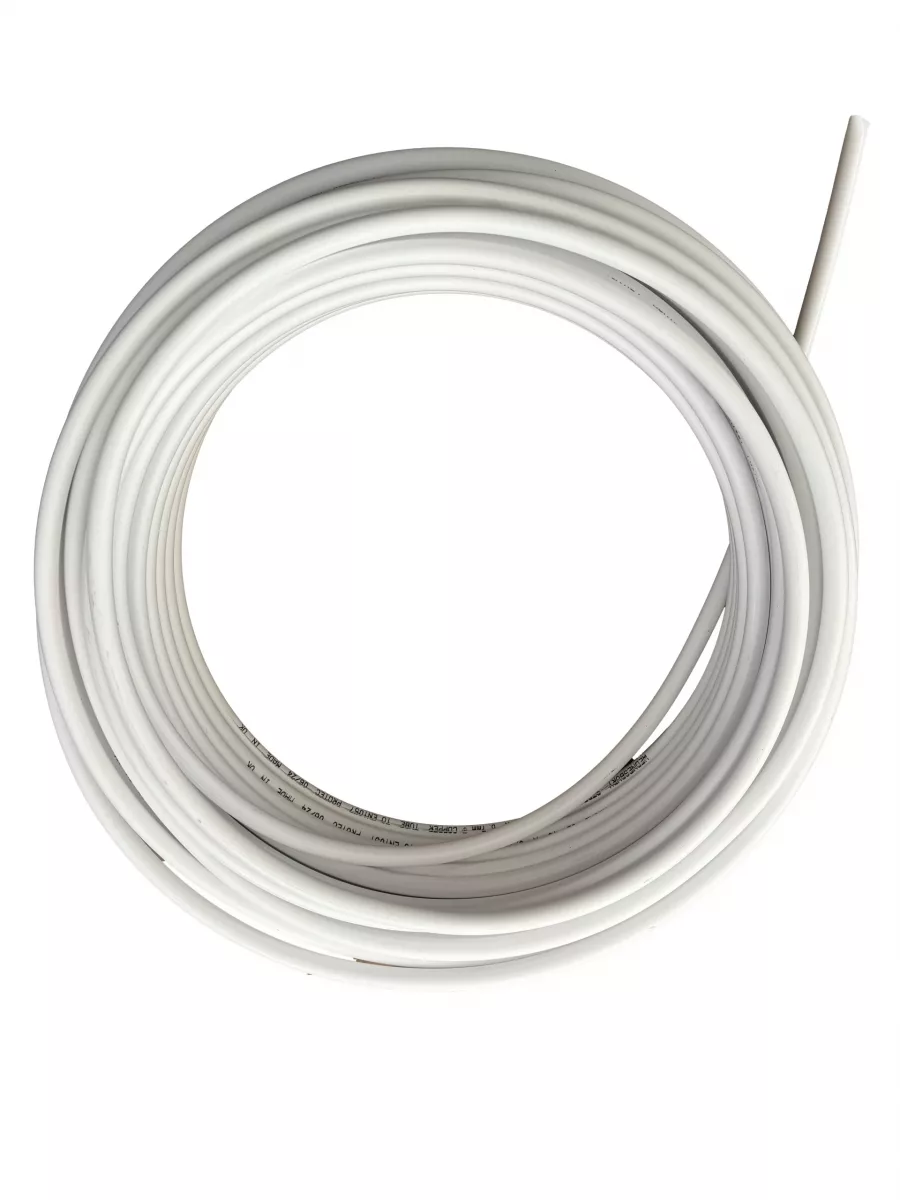 PVC Coated Oil Line 10mm Copper Pipe Work 50 Metre Coil - 10mm x 50m
