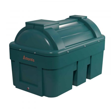 Atlantis 1350 Litre Horizontal Bunded Plastic Oil Tank with Bottom Outlet Fitting Kit