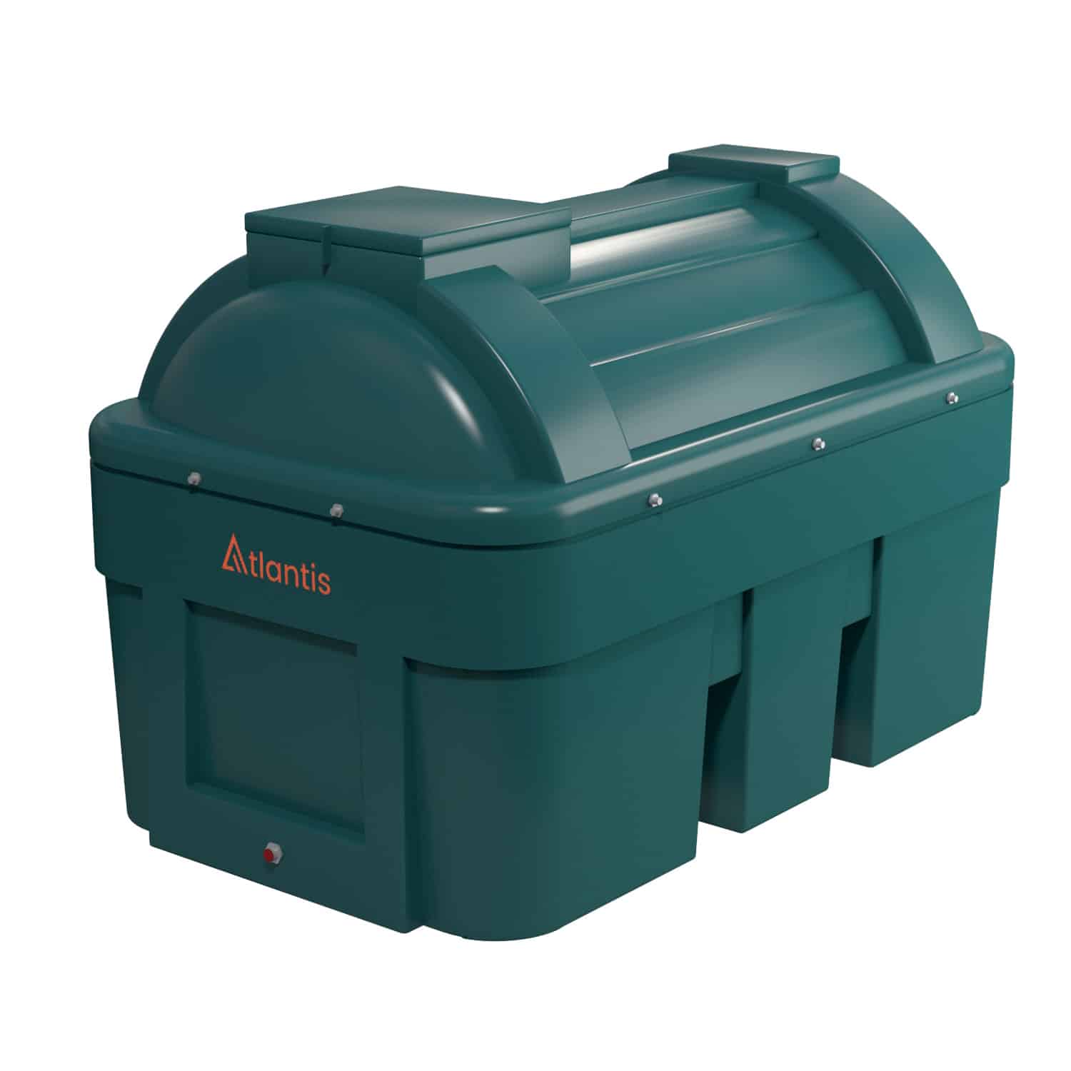 Atlantis 1350 Litre Horizontal Bunded Plastic Oil Tank with Bottom Outlet Fitting Kit