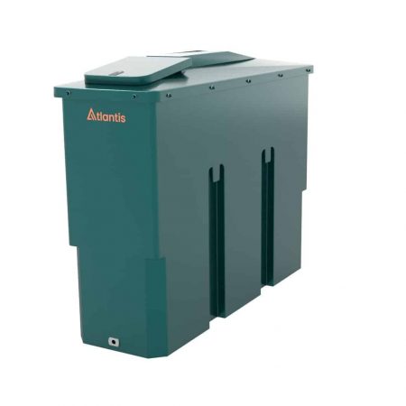 Atlantis 1250 Litre Slimline Bunded Plastic Oil Tank with Bottom Outlet Fitting Kit