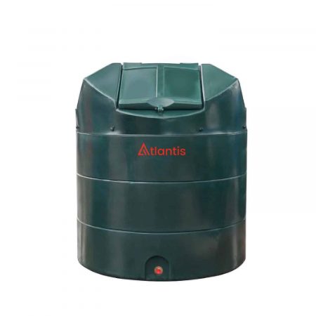 Atlantis 1300 Litre Vertical Bunded Plastic Oil Tank with Bottom Outlet Fitting Kit