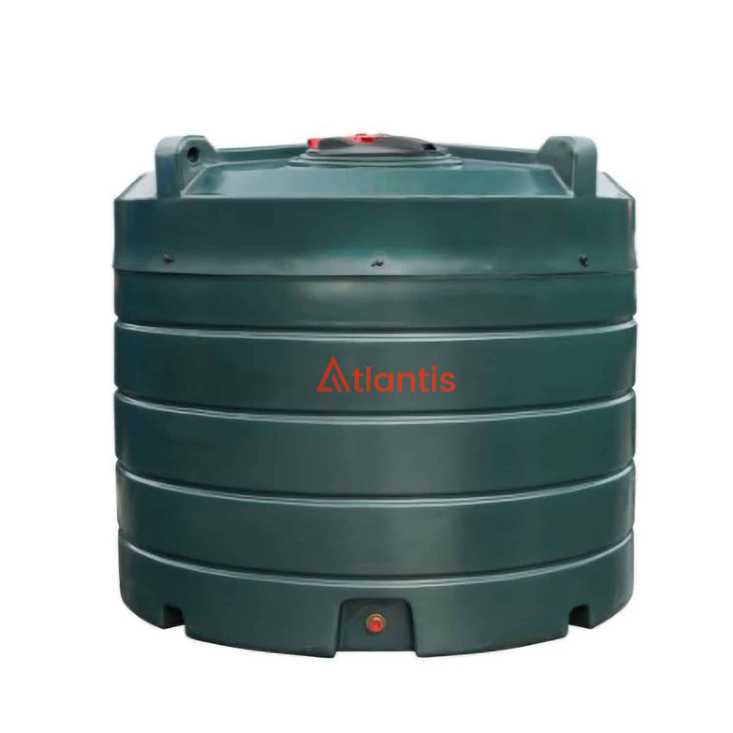 Atlantis 2500 Litre Vertical Bunded Plastic Oil Tank with Bottom Outlet Fitting Kit