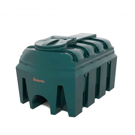 Atlantis 1300 Litre Horizontal Bunded Plastic Oil Tank with Bottom Outlet Fitting Kit