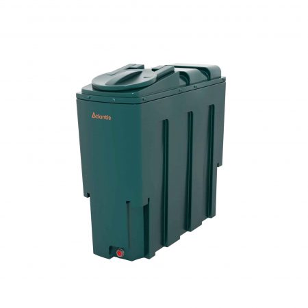 Atlantis 650 Litre Slimline Bunded Plastic Oil Tank with Bottom Outlet Fitting Kit