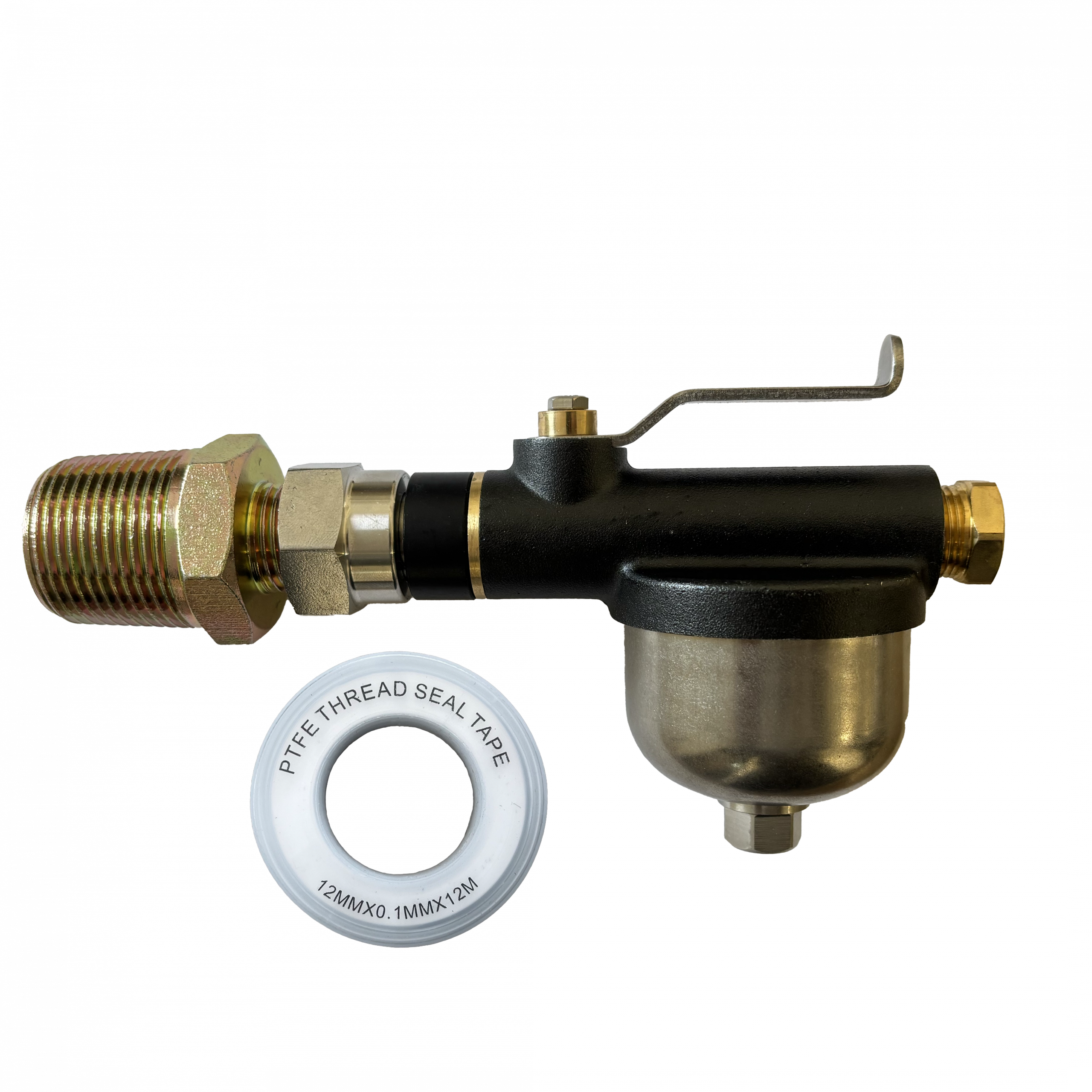 Black Premium Heating Oil Tank Filter with Isolation Valve - Kerosene Oil Filter, Heating Oil Filter, Heating Oil Tank Filter Valve