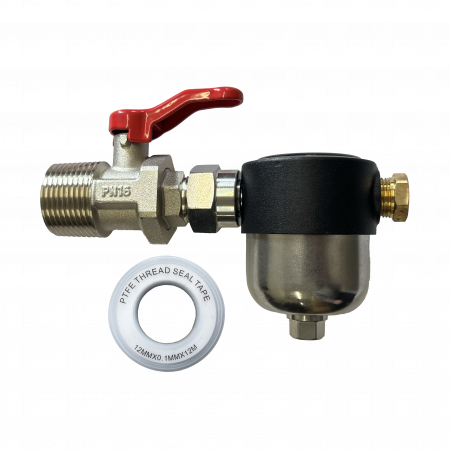 Ultra Compact Valve and Filter - Heating Oil Tank Filter with 15 micron pleated paper element