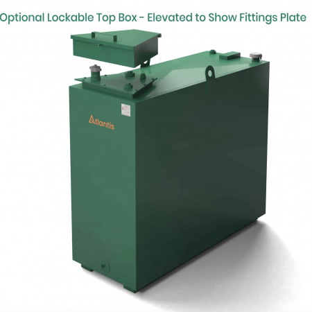 Atlantis 900 litre steel bunded tank lid off elevated