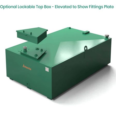 Low profile bunded oil tank lid off elevated