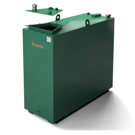 1350 litre steel bunded oil tank with raised top fittings