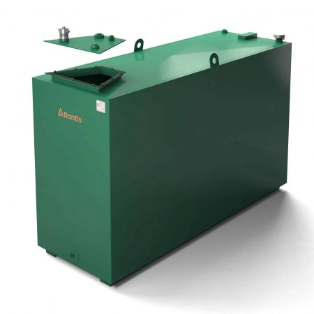 1650 litre steel bunded oil tank with raised top fittings