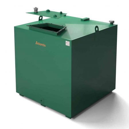 1750 litre steel bunded oil tank with raised top fittings