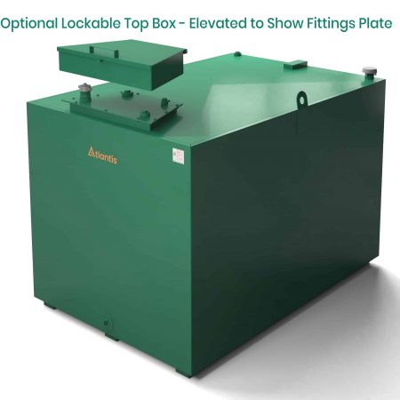 Atlantis steel bunded oil tank with raised top fittings