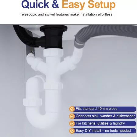 40mm sink trap with telescopic adjustable body
